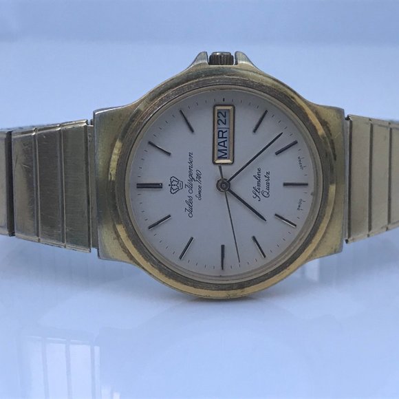 Jules Jurgensen Watch Slimline Quartz Gold Tone Vi - Picture 4 of 10